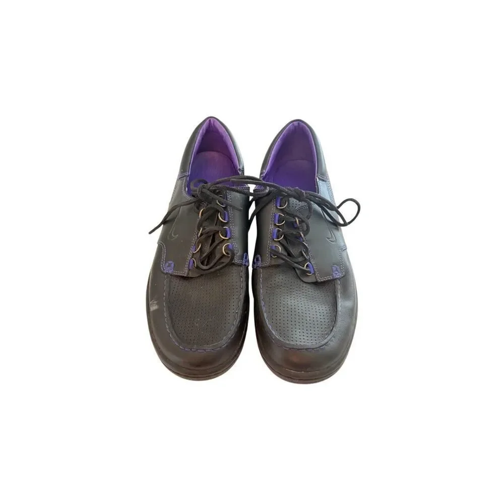 Nike Mens Black Purple Mad Jibe Leather Lace Up Perforated Boat Shoes Size 11